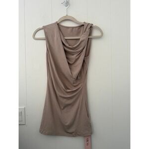 MICAS Nude Sleeveless Cowl Neck Draped Top MCWTT2305190041 Size Small NWT